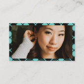 ターコイズPlaidソーシャルメディアのロゴと写真 名刺 (裏面)