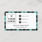 ターコイズPlaidソーシャルメディアのロゴと写真 名刺 (正面)