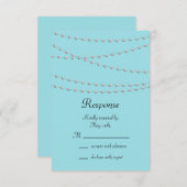 ターコイズRSVP上の真珠のストランド 出欠カード (正面/裏面)