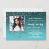 ターコイズSilver Mis Quince Anos写真スペインのInv 招待状 (正面)
