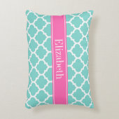 ターコイズWhtモロッコ#5ホットピンク2名モノグラム アクセントクッション (正面(垂直))
