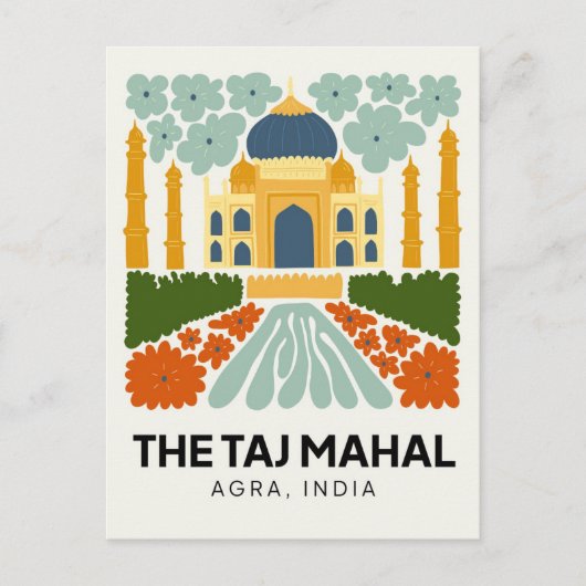 タージマハルアグラインド抽象芸術旅行フローラアート ポストカード (正面)