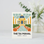 タージマハルアグラインド抽象芸術旅行フローラアート ポストカード (スタンド正面)