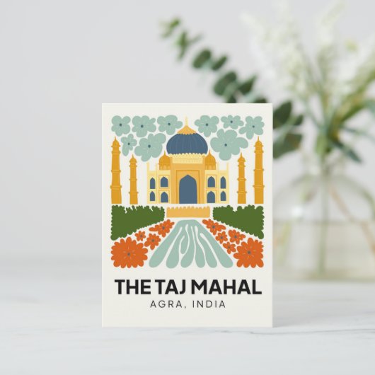 タージマハルアグラインド抽象芸術旅行フローラアート ポストカード (スタンド正面)