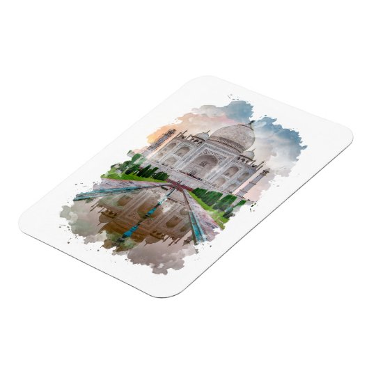タージマハルインディアウォーターカラーアート マグネット (左側)