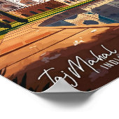 タージマハルインディアールヴィンテージトラベルイラストレーション ポスター (角)