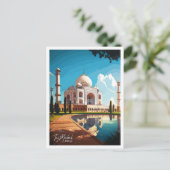 タージマハルインディアールヴィンテージトラベルイラストレーション ポストカード (スタンド正面)