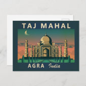 タージマハルインドトラベルアートヴィンテージ ポストカード (正面/裏面)