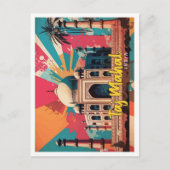 タージマハルインドポップ・アートのアートトラベルイラストレーション ポストカード (正面)