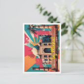 タージマハルインドポップ・アートのアートトラベルイラストレーション ポストカード (スタンド正面)