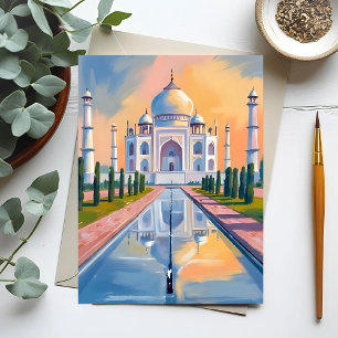 タージマハルインド旅行絵を描ズ ポストカード