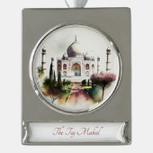 タージマハルトラベルアートウォーターカラーオーナメント シルバープレートバナーオーナメント (正面)