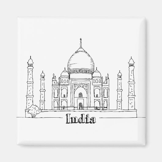 タージマハルバケーションスケッチバケーションアート旅行 マグネット (正面)