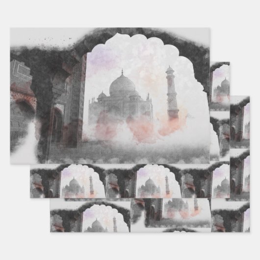 タージマハルポストカードヴィンテージトラベル ラッピングペーパーシート (セット)