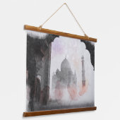 タージマハルポストカードヴィンテージトラベル 吊り下げ型タペストリー (傾斜あり)