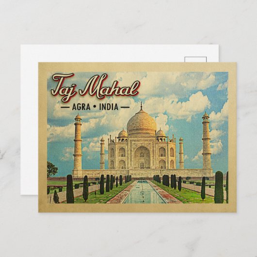 タージマハルポストカードヴィンテージ旅行インド ポストカード (正面/裏面)