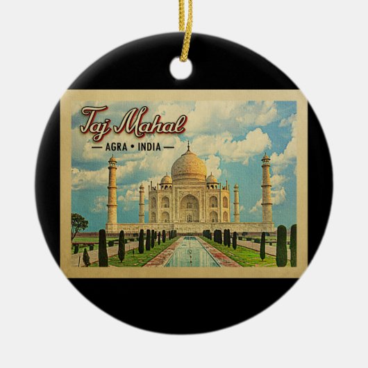 タージマハルヴィンテージ旅行インド セラミックオーナメント (正面)