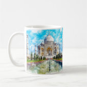 タージマハル大理石廟、水彩画絵画像 コーヒーマグカップ (左)