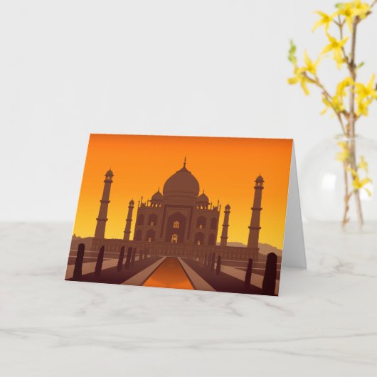 タージ・マハルの挨拶状 カード (黄色い花)