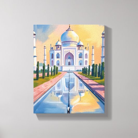 タージ・マハル インド 旅行 絵画 キャンバスプリント (正面)