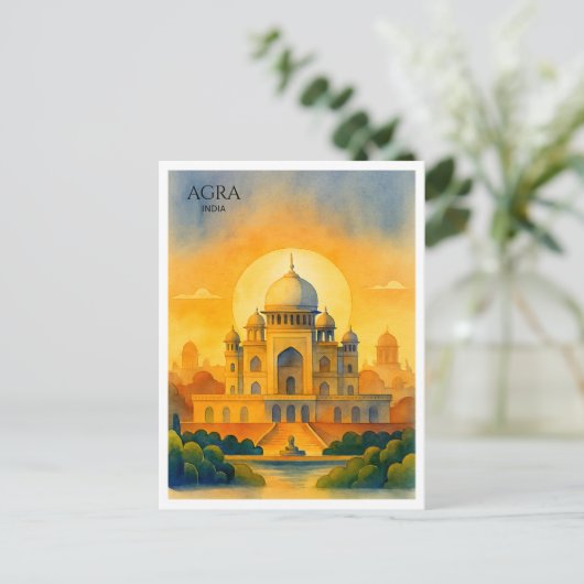タージ・マハル インド 水彩画 お土産 シーズンポストカード (スタンド正面)