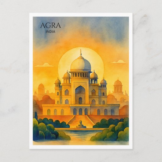タージ・マハル インド 水彩画 お土産 シーズンポストカード (正面)