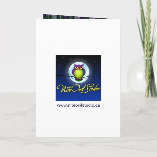 タータンチェックおよびアザミカードスタイルの結婚式招待状 招待状 (裏面)