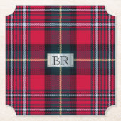 タータンチェックとイニシャル ペーパーコースター (正面)