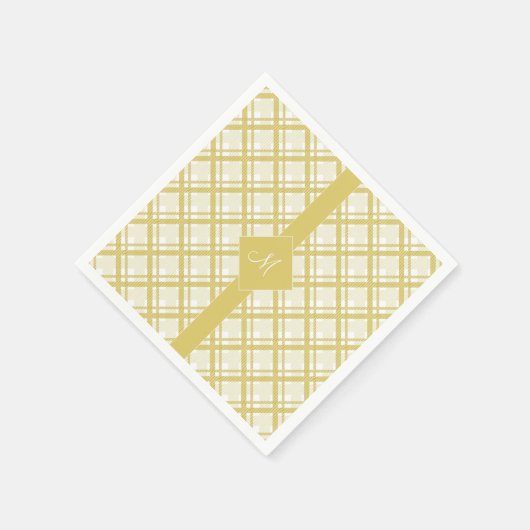 タータンチェックとストライプ正方形 スタンダードカクテルナプキン (角)