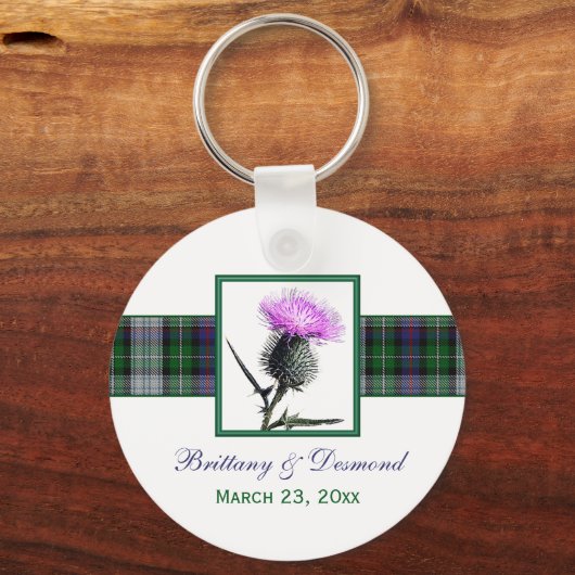 タータンチェックとティスル結婚式の引き出物キーチェーン キーホルダー (裏面)