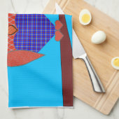 タータンチェックとハートフクロウ キッチンタオル (四つ折り)