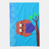 タータンチェックとハートフクロウ キッチンタオル (縦)