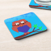 タータンチェックとハートフクロウ コースター (左側)