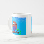 タータンチェックとハートフクロウ コーヒーマグカップ (正面左)