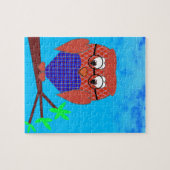 タータンチェックとハートフクロウ ジグソーパズル (横)