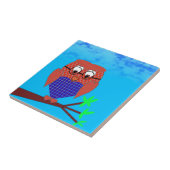 タータンチェックとハートフクロウ タイル (側面)