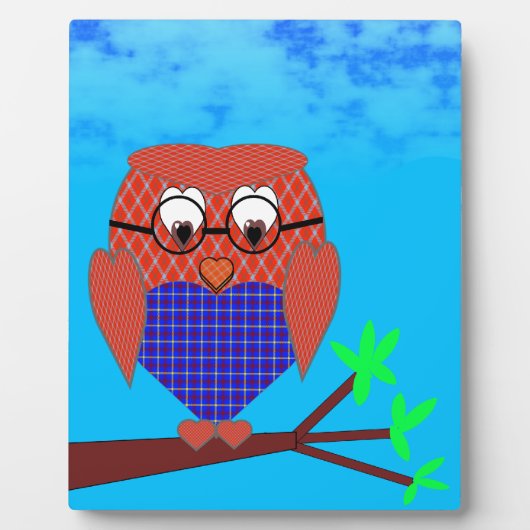 タータンチェックとハートフクロウ フォトプラーク (正面)