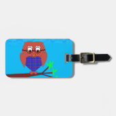 タータンチェックとハートフクロウ ラゲッジタグ (正面横)