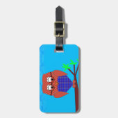 タータンチェックとハートフクロウ ラゲッジタグ (正面縦)