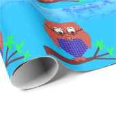 タータンチェックとハートフクロウ ラッピングペーパー (ロールコーナー)