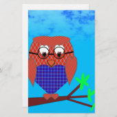 タータンチェックとハートフクロウ 便箋 (正面/裏面)