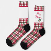 タータンチェックとホーリーのメリークリスマス ソックス (左)