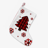 タータンチェックのクリスマスツリー及び雪片の貯蔵 スモールクリスマスストッキング (正面 (吊り時))