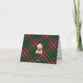 タータンチェックのクリスマスベアの誕生日お礼 サンキューカード (裏面)