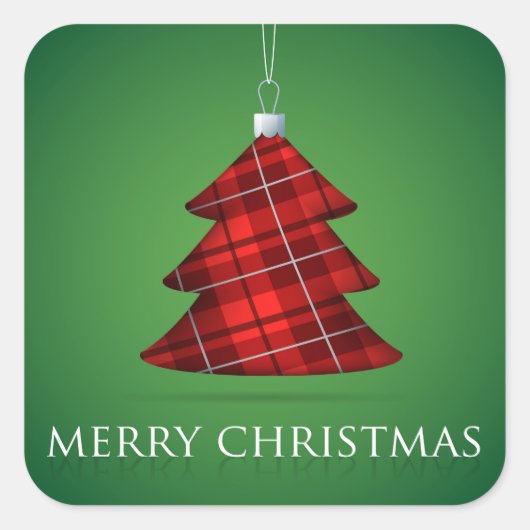 タータンチェックのクリスマスボーブル スクエアシール (正面)