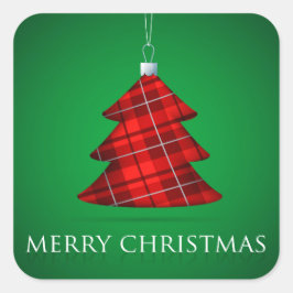 タータンチェックのクリスマスボーブル スクエアシール