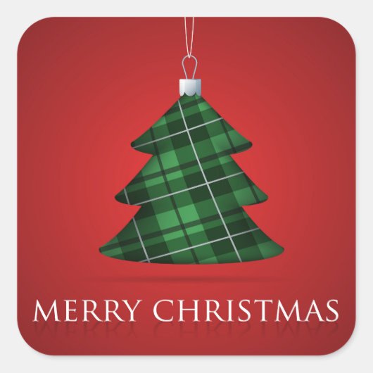 タータンチェックのクリスマスボーブル スクエアシール (正面)