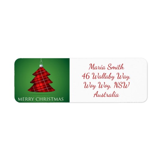 タータンチェックのクリスマスボーブル ラベル (正面)