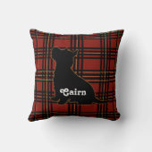 タータンチェックのケアーン・テリアの枕 クッション (裏面)