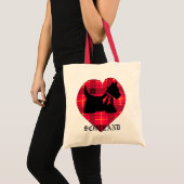 タータンチェックのハートのスコッチテリアのバッグ トートバッグ (正面(商品))